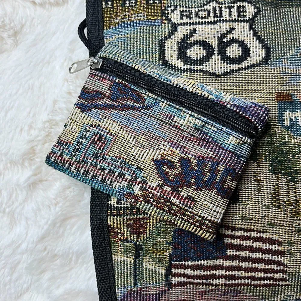 Vintage Pioneer Express Route 66 Tapestry Canvas Tote‎ NWOT